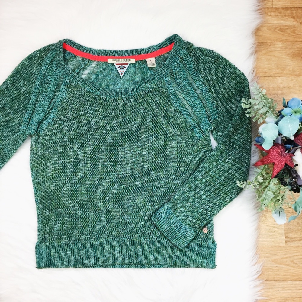 Maison Scotch Green Crew Neck Knit Sweater 240